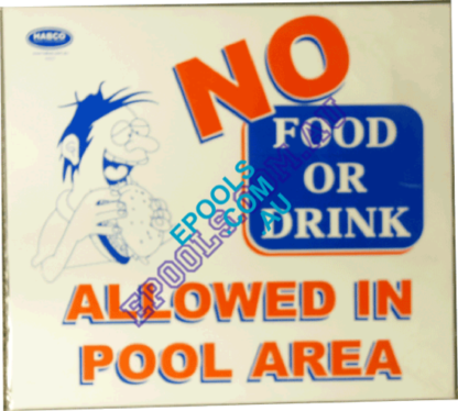 No food or drink allowed in Pool Area Sign