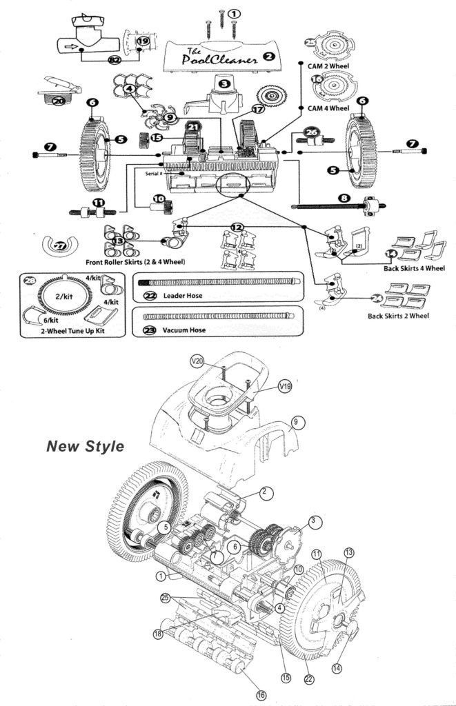 the pool cleaner 2 wheel drive parts list