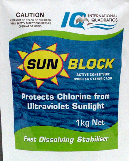 IQ Sunblock Tablets Chlorine Stabilizer 2x500g Tablets 1Kg