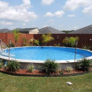 light blue above ground pool