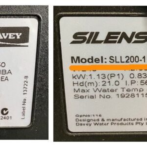 davey silensor sll and sls data plates